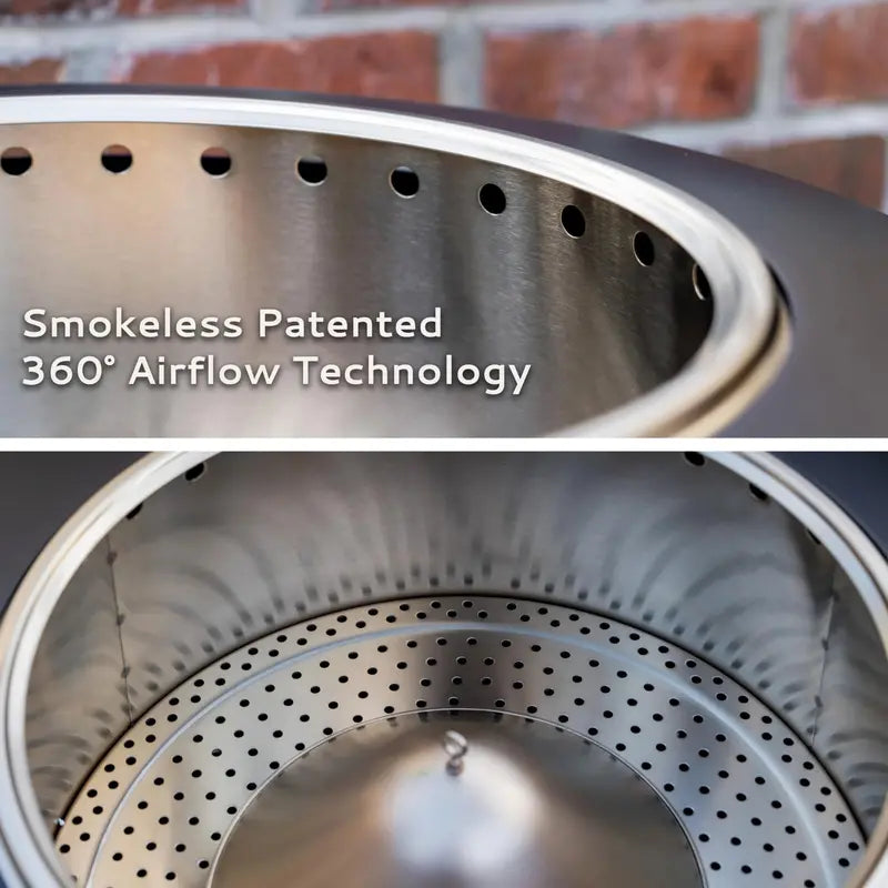 TIKI Brand Smokeless Patio Fire Pit, 25â€?Stainless Steel with Stand & Cover, Low Smoke & Easy Clean-Up