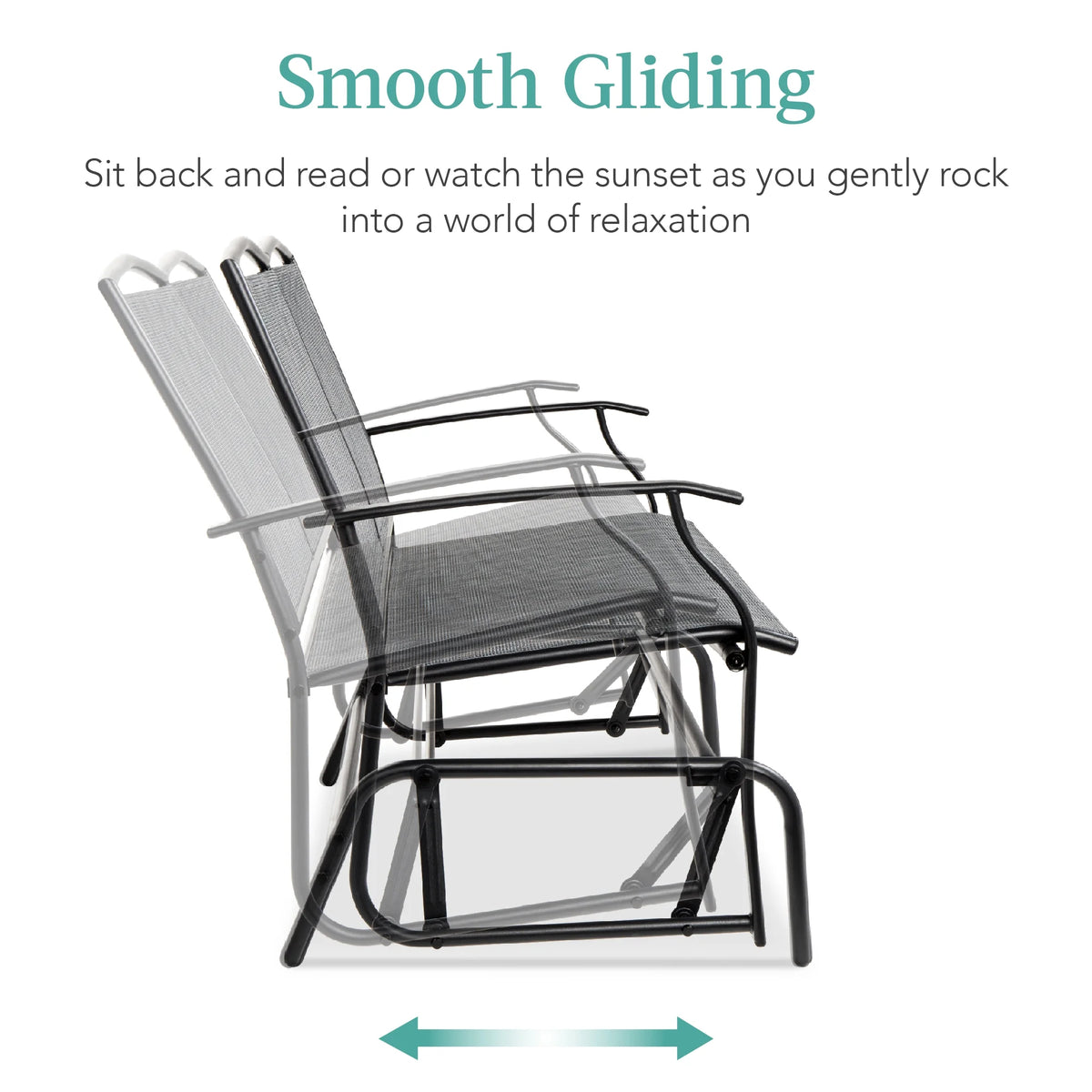 Best Choice Products 2 - Person Outdoor Swing Glider, Steel Patio Loveseat, Bench Rocker W/ Armrests - Gray