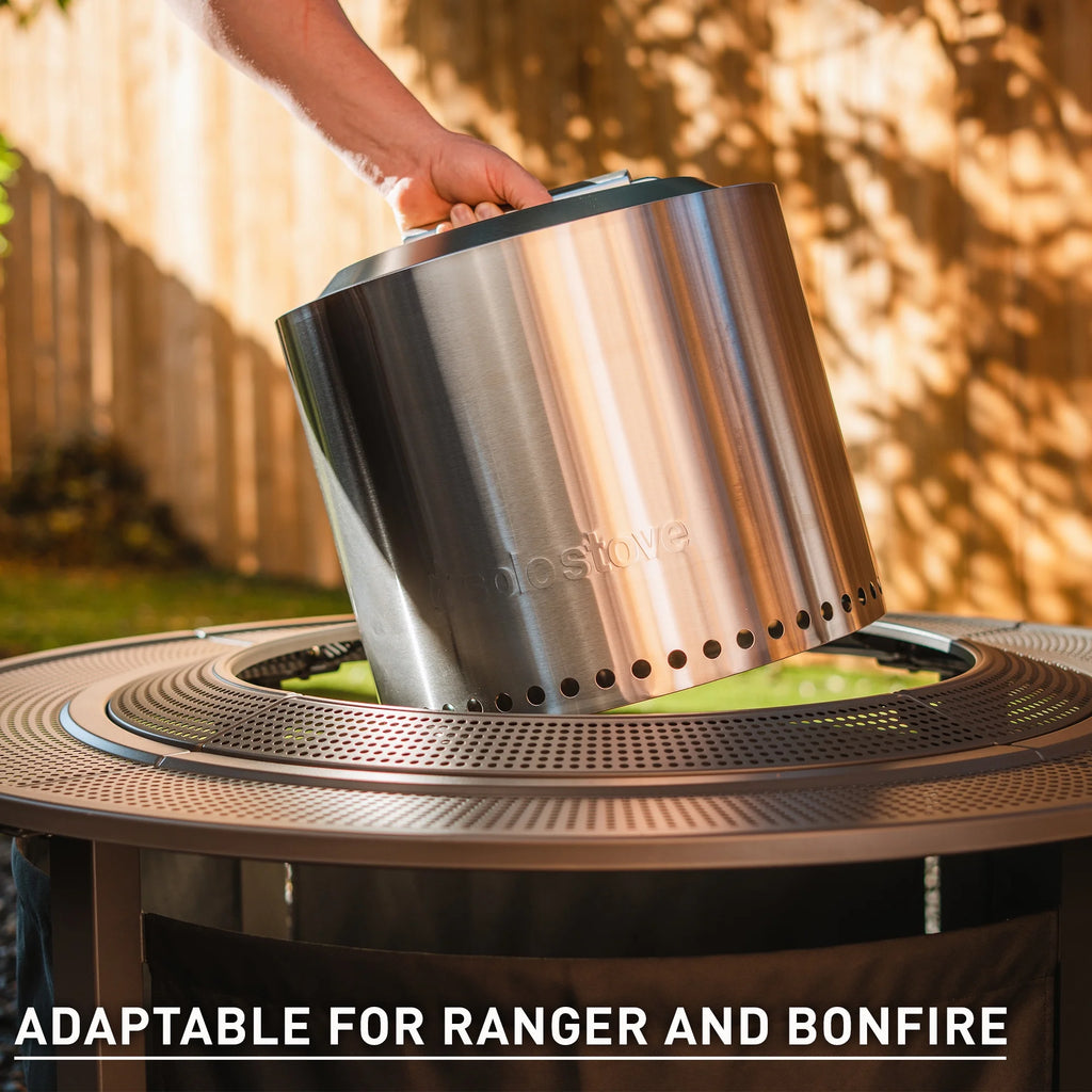 Solo Stove Fire Pit Surround Tabletop, Small | Elevation for Ranger and Bonfire Wood Burning Outdoor Fire Pit, Powder - Coated Steel/ UV - Resistant Outdoor Fabric, Dimensions (Hxdia): 20 x 42 in, Black