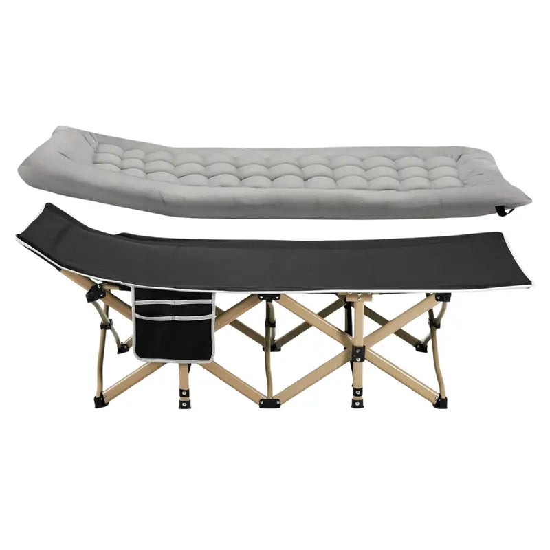 Wide 28â€?Folding Camping Cot with High-Density Mattress â€?600 lb Weight Limit