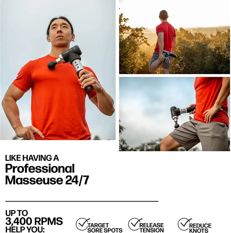 Vybe Pro Muscle Massage Gun for Athletes â€?9 Speeds, 8 Attachments, Quiet & Portable