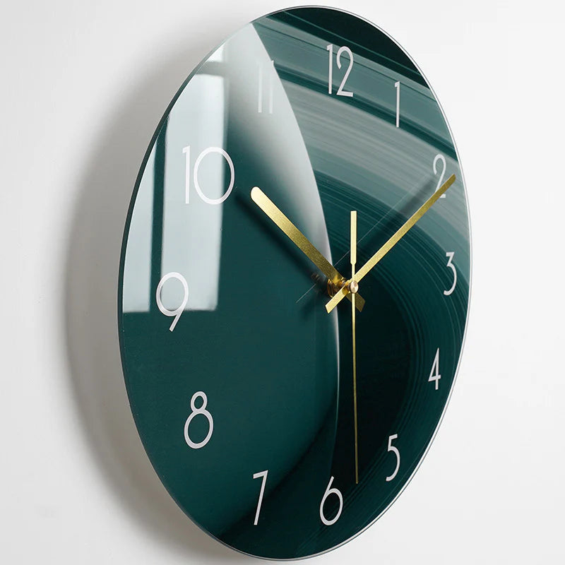 Modern Silent Quartz Wall Clock – Glass Style Living Room Decor (Battery Powered)