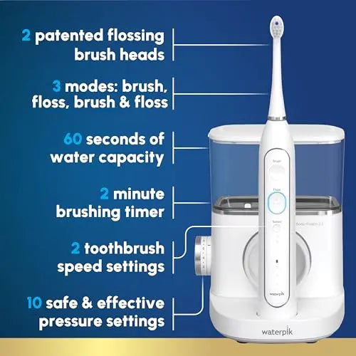 Waterpik Sonic-Fusion 2.0 Professional Flossing Toothbrush & Water Flosser Combo â€?White SF-04