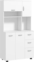 White 66â€?Microwave Stand & Pantry Cabinet â€?Multi-Functional Kitchen Storage Unit with Shelf Organization