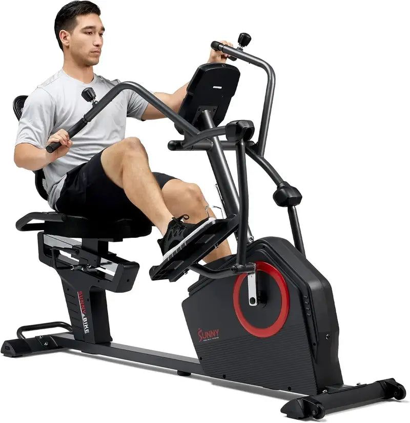 SunnyFit SF-RBE4886SMART Electromagnetic Recumbent Elliptical â€?Bluetooth-Enabled Cross Trainer with Arm Exercisers & Low-Entry Seat
