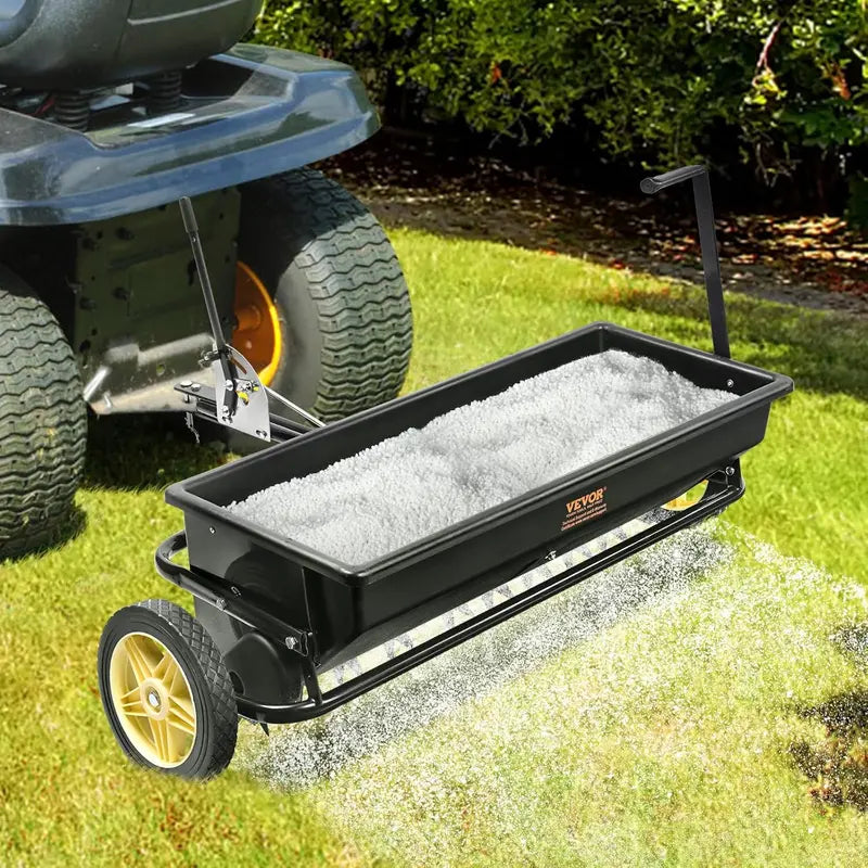 Tractor-Mounted Broadcast Seeder â€?100-Lb Polyethylene Unit with Steel Spike Weeder, Fertilizer & Salt Spreader for Farms and Rough Terrain