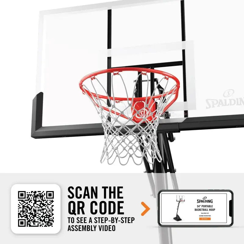 Spalding ExactaHeight Portable Basketball Hoop â€?54â€?Shatterproof Polycarbonate Backboard