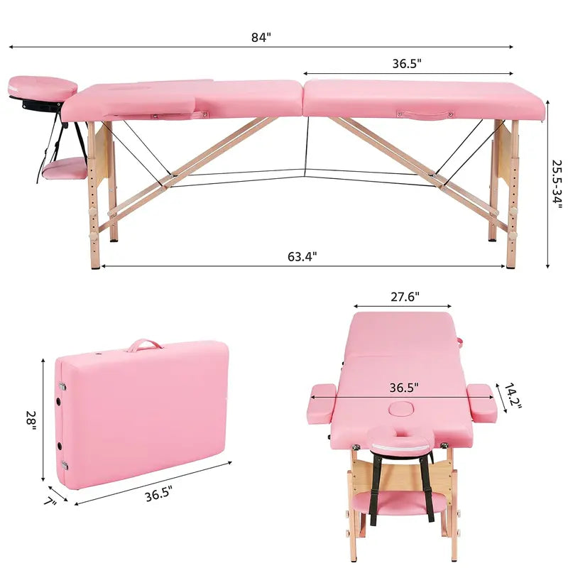 Yaheetech Portable Folding Massage Table â€?Adjustable 2-Fold Spa Bed with Carry Bag, Black