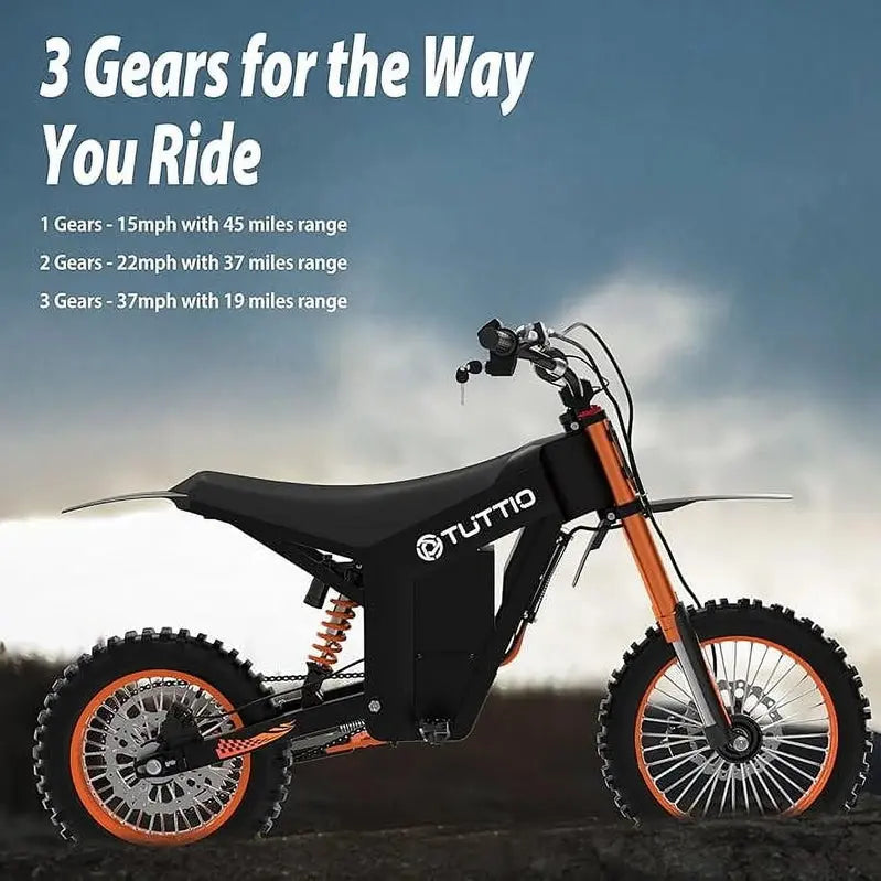 Tuttio Soleil01 2000W Electric Dirt Bike â€?48V/21Ah, 37 MPH Full-Suspension E-Motorcycle (12â€?& 14â€?Tires)