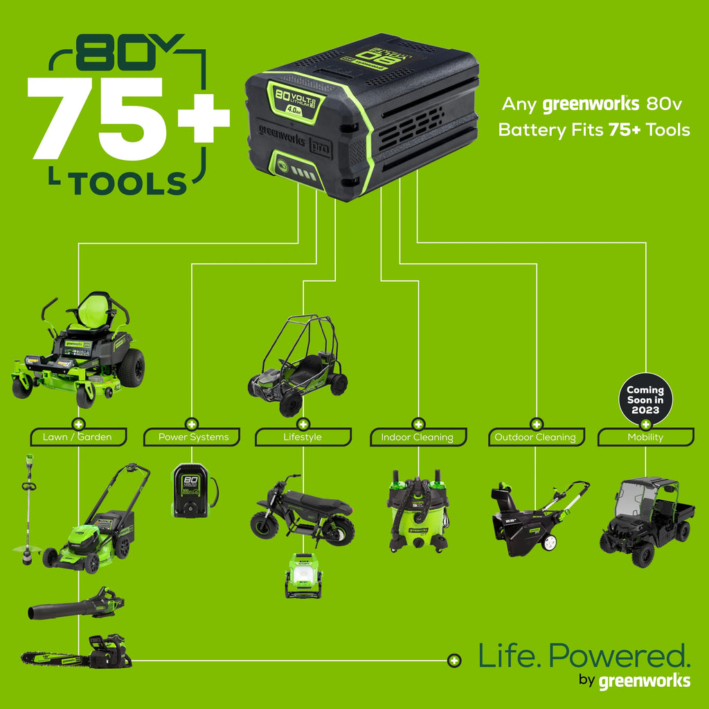 Greenworks 80V 10" Cordless Battery Pole Saw with 2.0ah Battery & Rapid Charger