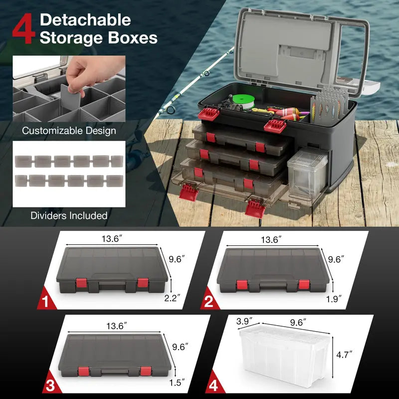 Spacious Tackle Storage Box â€?Large Portable Fishing Organizer with Compartmentalized Layout