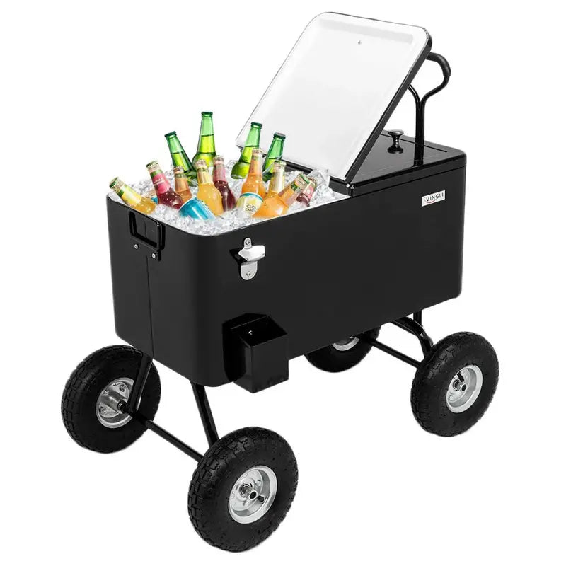 VINGLI 80-Quart Heavy-Duty Rolling Cooler with All-Terrain Wheels