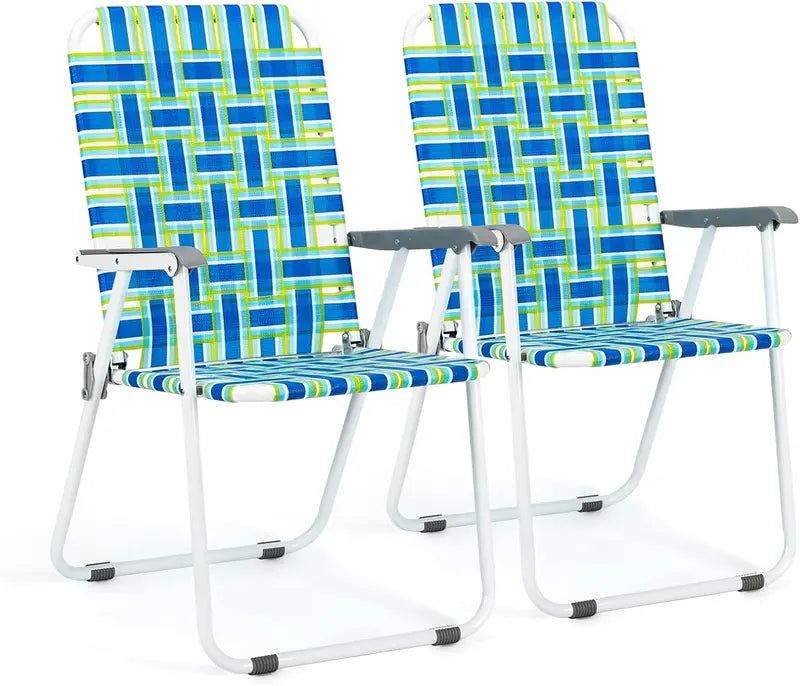 VINGLI 2-Piece Outdoor Folding Chair Set â€?Webbed Patio Lawn Chairs for Beach, Camping, or Backyard Use
