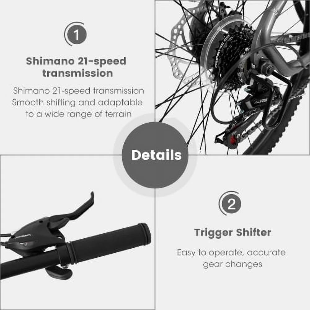 Raistyw 700C Hybrid Road Bike, 16 - Speed Outdoor Mountain Bike with Disc Brakes, Light Weight Aluminum Frame, Racing Bike for Men Women, L Size, Black