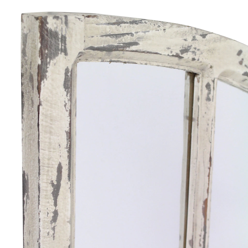 Jolene Arch Window Pane Mirrors Off - White 27" x 15" (Set of 2) by Aspire