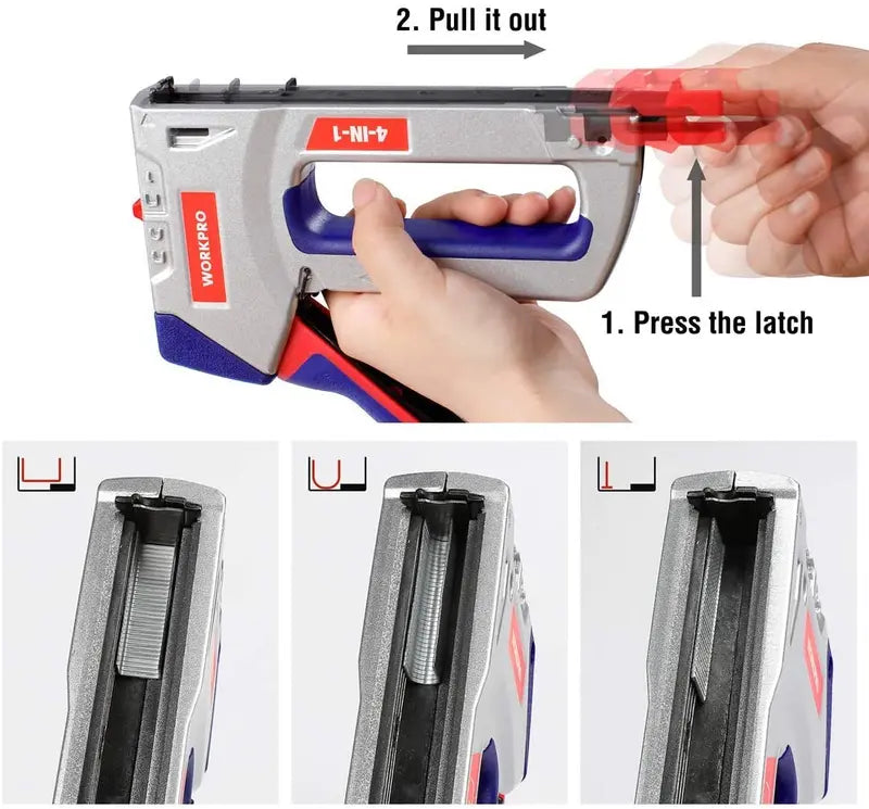 WORKPRO Manual 4-in-1 Staple & Brad Gun â€?Includes 3000 Staples & 1000 Brads