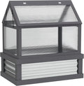 Wooden Raised Garden Bed with Polycarbonate Peak-Roof Greenhouse â€?35.5â€?x 22.5â€?x 38.25â€? Gray