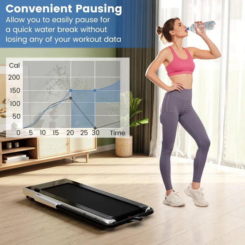 Under-Desk Walking Pad â€?340-LB Capacity Treadmill with Handlebar & App Connectivity