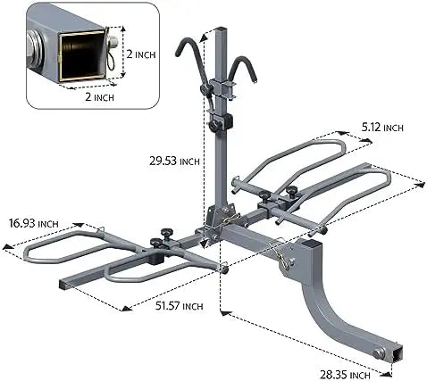 WILDROAD 2-Bike Hitch Rack, Wobble-Free Smart Tilting, Foldable, 180 lbs Capacity, Fits 2â€?Receiver, E-Bike & Fat Tire Compatible