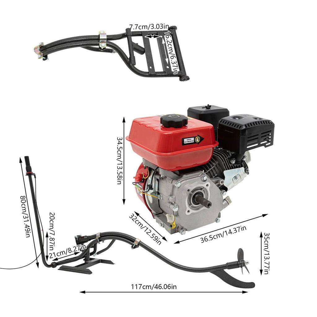 Wuzstar 7.5HP Outboard Motor Fishing Boat Engine with Wind Cooling System and 180 - Degree Steering Function for Wooden Boats Bamboo Rafts