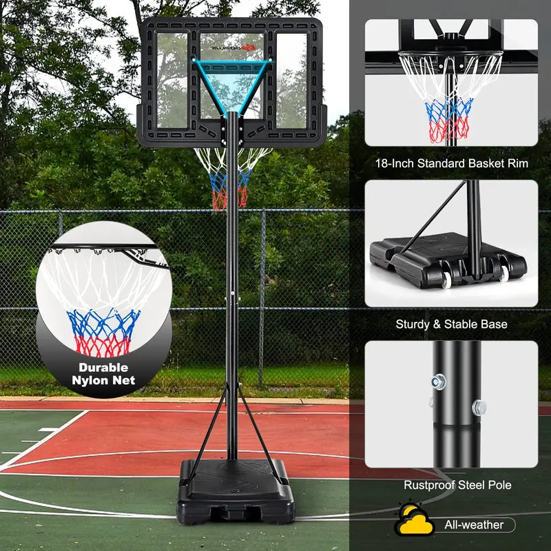 Versatile Outdoor Basketball Hoop â€?Height-Adjustable Goal System (4.5â€?0 ft) for All Ages