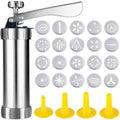 YOOUSOO Cookie Press Maker Kit for DIY Biscuit Maker and Decoration with 8 Stainless Steel Cookie Discs and 8 Nozzles (Stainless Steel)