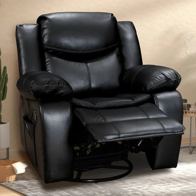 Wide-Seat Leather Recliner with Heating and Massage Functions â€?Durable Upholstered Lounge Chair