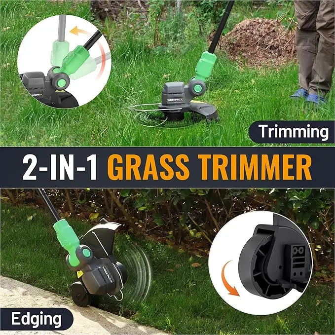 WORKPROX 20V 2-in-1 Cordless Lawn Edger & String Trimmer â€?Includes Two Replacement Spools