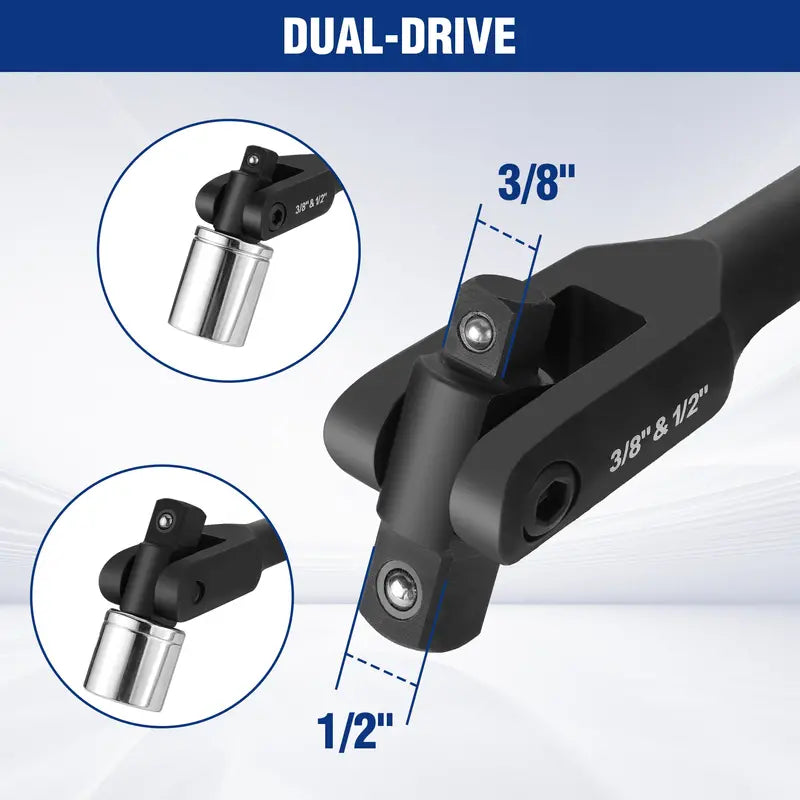 WORKPRO 16-Inch Dual-Drive Breaker Bar â€?360° Rotatable Head for 3/8â€?and 1/2â€?Drives