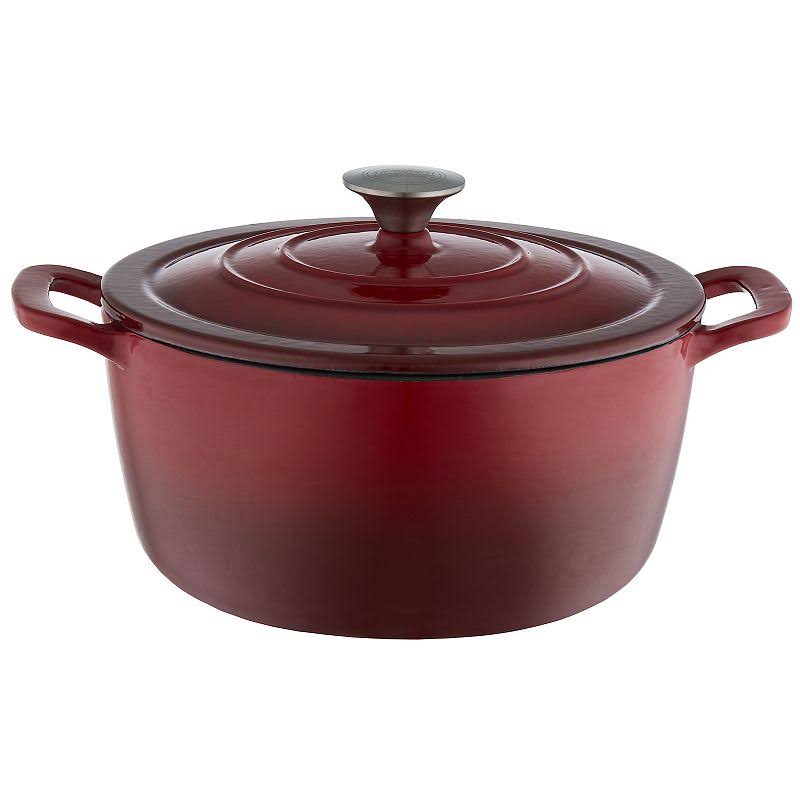 Food Network 7-Qt. Ombre Enameled Cast-Iron Dutch Oven Red