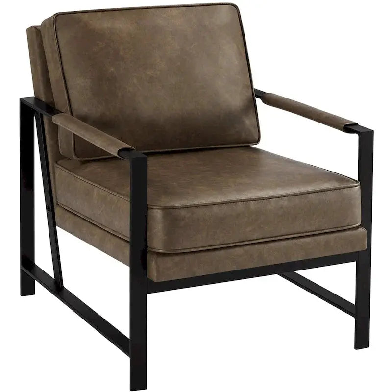 Yaheetech Retro Faux Leather Accent Lounge Chair â€?Vintage-Inspired Upholstered Seating