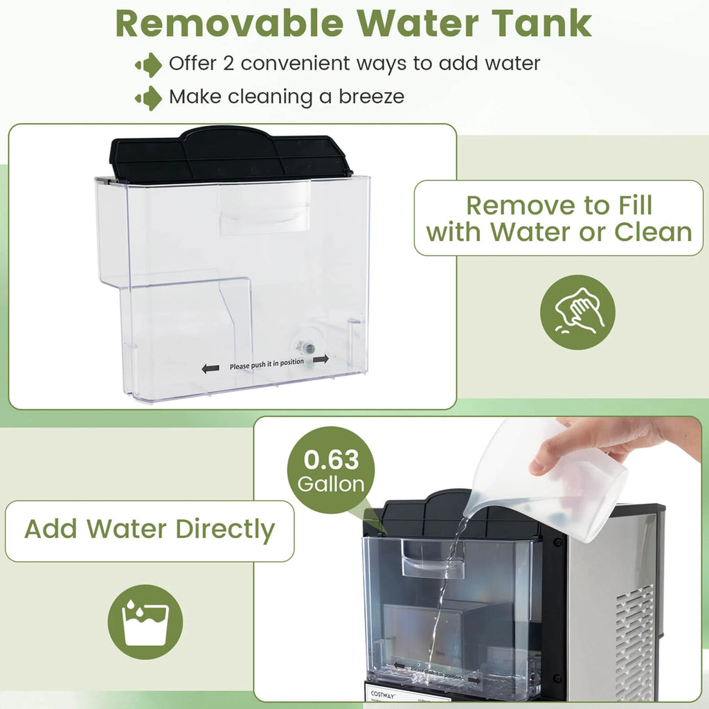 Costway 56 lb/24 H Pepple Chewable Countertop Ice Maker with Self - Cleaning System