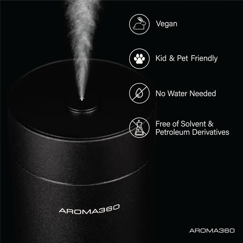 Wireless Pro Portable Essential Oil Diffuser, Midnight Black â€?Cordless, Covers 600 sq ft, Remote Controlled â€?Ideal for Home & Office Aromatherapy