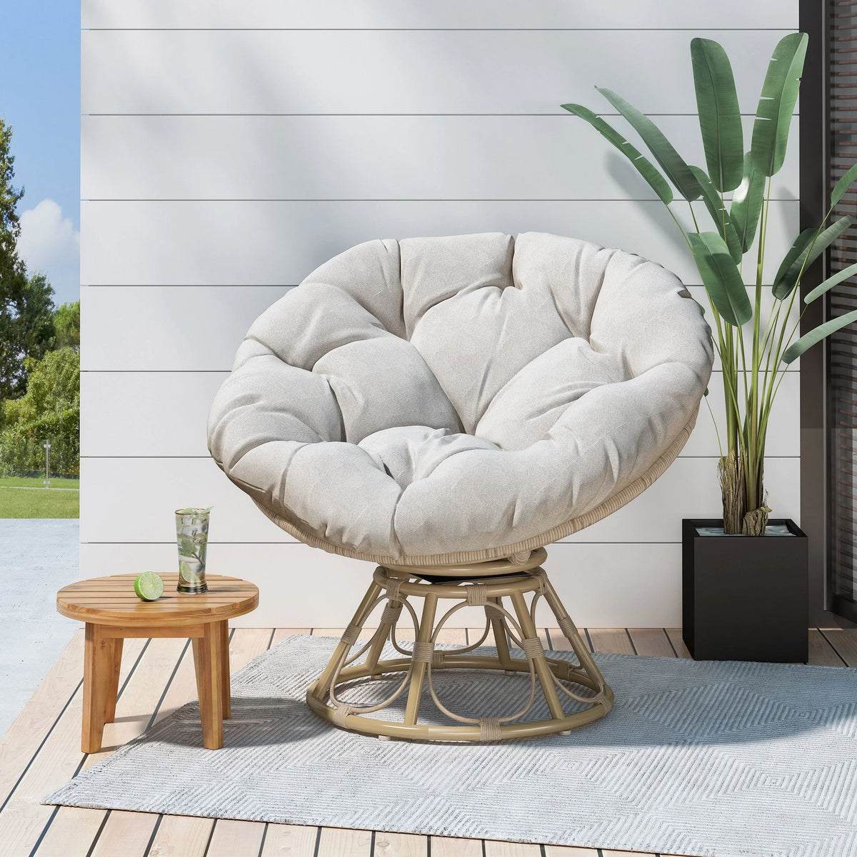 Noble House Raylea Outdoor Wicker Chair, Beige, Light Brown