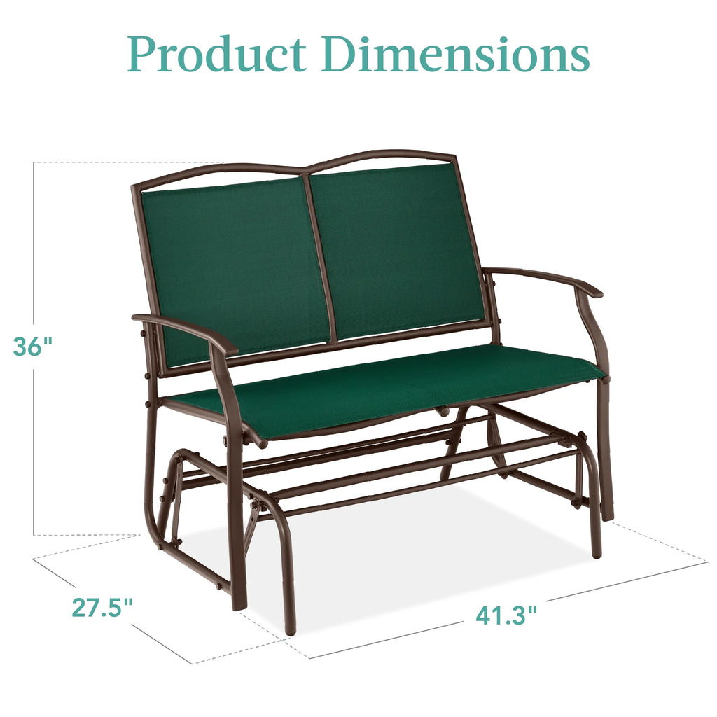 Best Choice Products 2 - Person Outdoor Swing Glider, Steel Patio Loveseat, Bench Rocker W/ Armrests - Gray