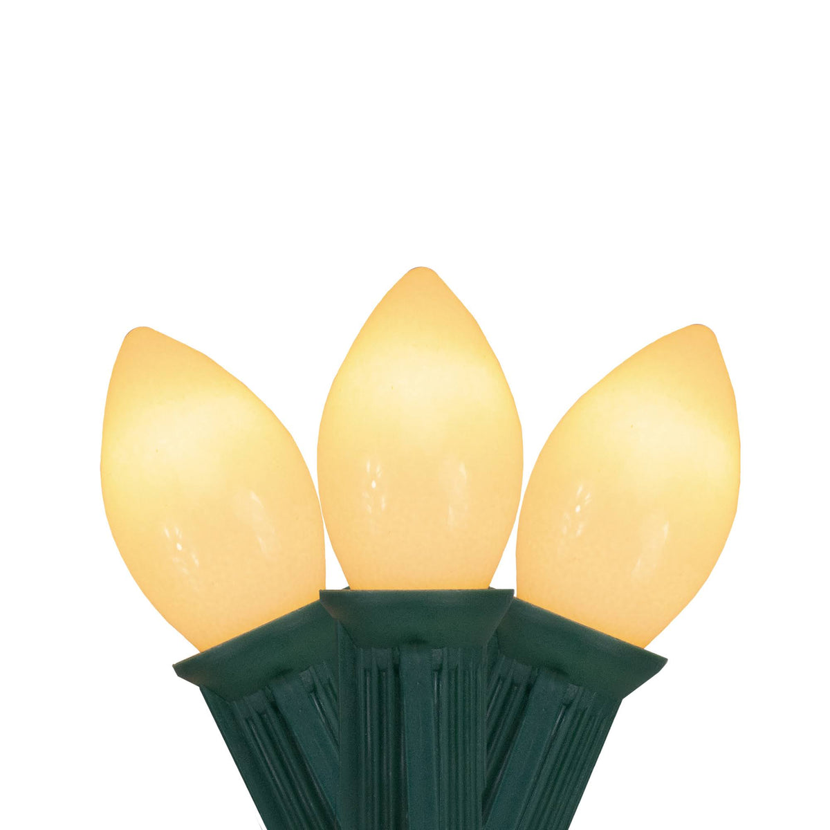 25-Count Opaque Clear White C7 Patio Wedding Christmas Light Set, 24ft Green Wire