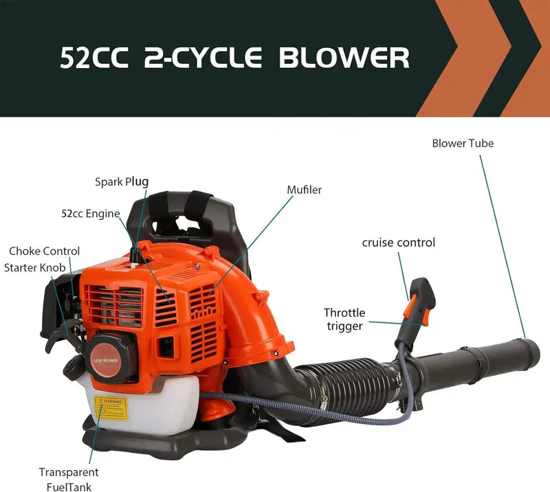 ZTGD Gas-Powered Backpack Leaf Blower â€?Air-Cooled, High-Performance Grass and Debris Remover