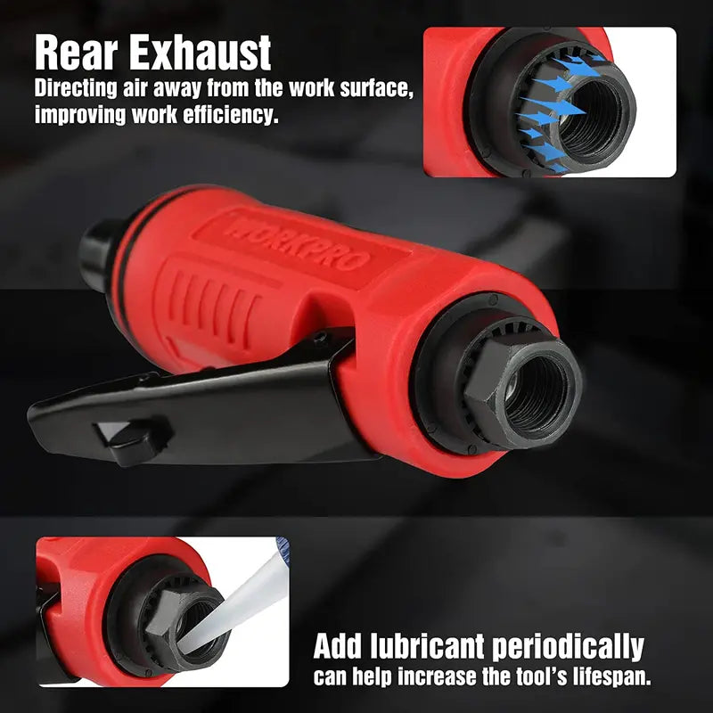 WORKPRO 1/4â€?Pneumatic Air Die Grinder â€?25,000 RPM Straight-Handle Grinder with 1/4â€?and 1/8â€?Collets