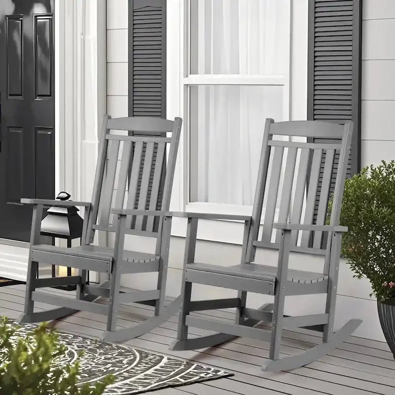 Vrakae All-Weather High-Back Rocking Chair Set â€?Two-Piece Outdoor Seating