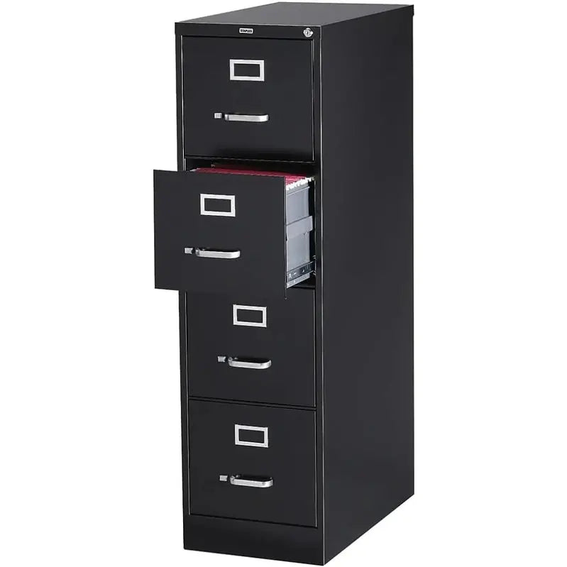 Staples Lockable 4-Drawer File Cabinet â€?Black, 25â€?Depth × 15â€?Width