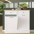 Tolead Wooden Double Tilt Out Trash Cabinet, Free Standing Laundry Sorter Cabinet, White, Size: 13L*39.3W*35.8H