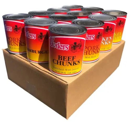 Yoder's Premium Canned Meat Variety Pack: Beef, Chicken, Hamburger, Turkey, Pork, Sausage â€?12 Cans/Full Case