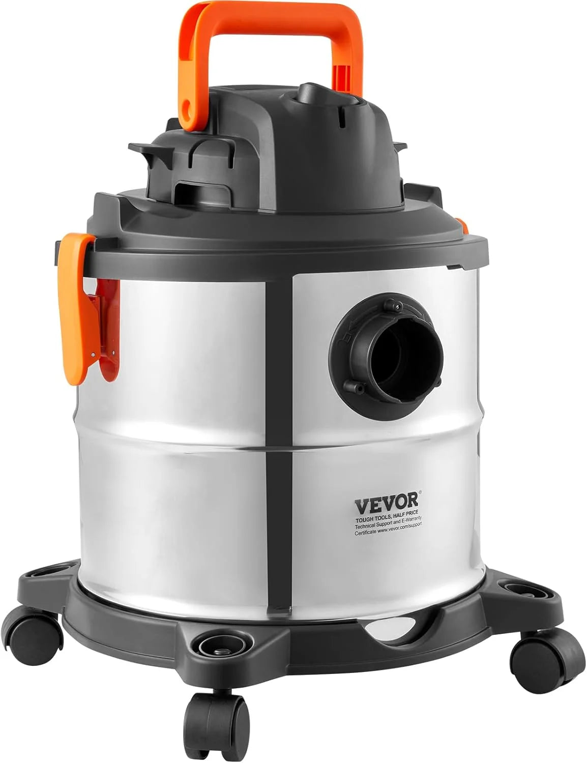 Stainless Steel Wet Dry Shop Vacuum, 5.5 Gallon 6 Peak HP Wet/Dry Vac, Powerful Suction with Blower Function W/Attachment 2 - in - 1 Crevice Nozzle, Small Vac Perfect for Carpet Debris, Pet Hair