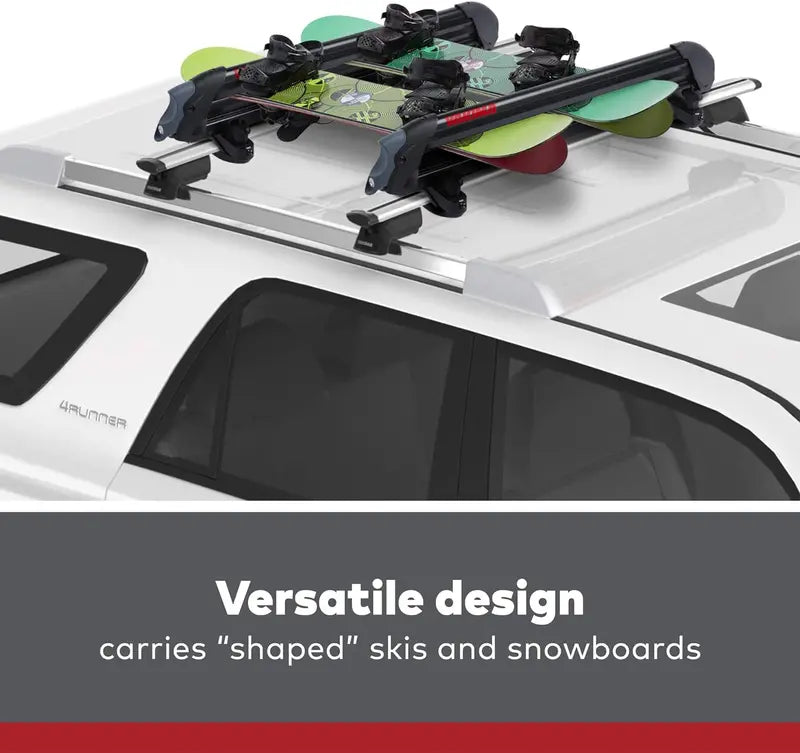 Yakima PowderHound 6 Ski & Snowboard Mount, Holds 6 Skis/4 Snowboards, Black, Fits Most Roof Racks, Secure & Quiet