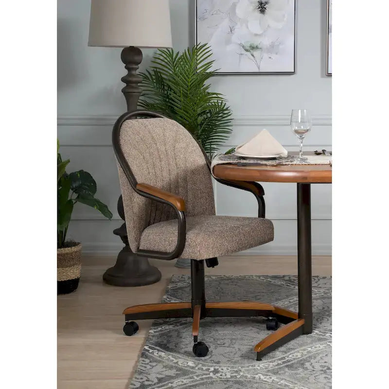 Swivel-and-Tilt Dining Chair â€?Casual Cushioned Caster Seat with Ergonomic Tilt