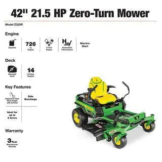 Z320R Zero-Turn Riding Mower â€?21.5 HP V-Twin Engine, Accel Deep Deck