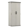 Suncast Vertical Plastic Storage Shed â€?Gray, Includes Floor Kit, Space-Saving Organization