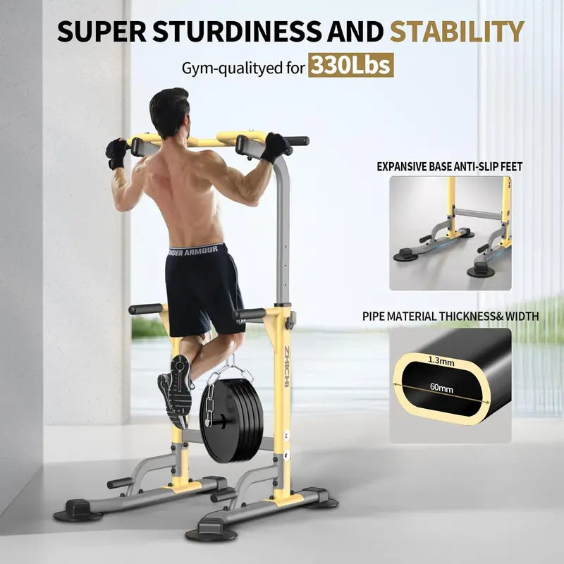 ZHICHI Pull-Up and Dip Station â€?Freestanding Multi-Grip Fitness Tower for Home Workouts