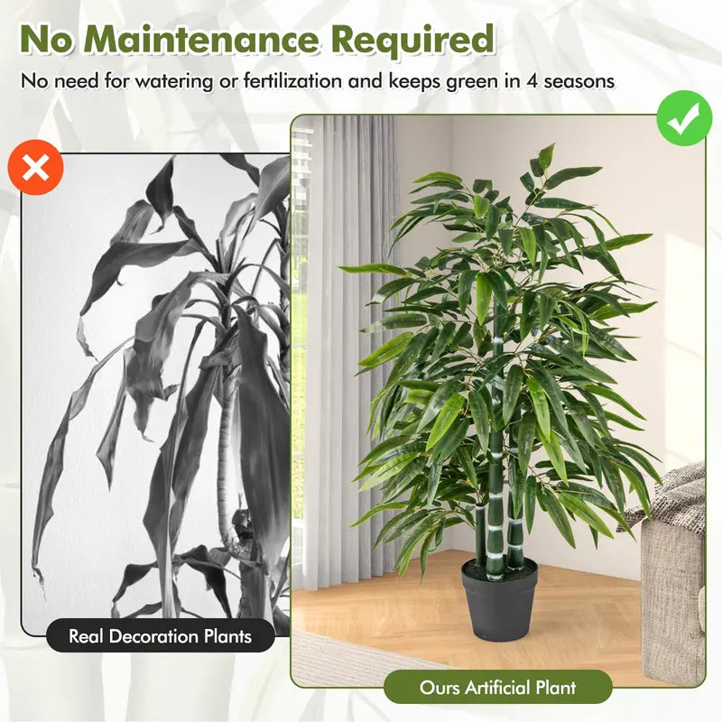 Twin 50-Inch Artificial Bamboo Trees â€?PE Trunk & Natural-Looking Faux Bamboo Plants