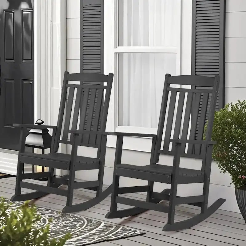 Vrakae All-Weather High-Back Rocking Chair Set â€?Two-Piece Outdoor Seating